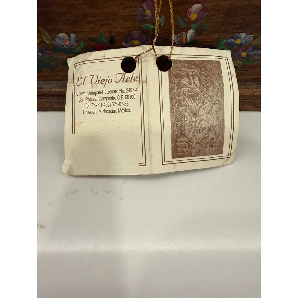 Vintage Antique Unused El Viego Arte Art Mexico Carved Wood Trinket‎ Jewelry Box